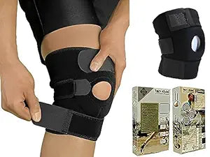 Ion Clad Scientist Developed Hybrid Dual Patella + Knee Guard for Men & Women Adjustable Strap Compression Support for Pain Relief, Arthritis & Tendonitis, Stabilizer Brace for Sports, Dance (M)