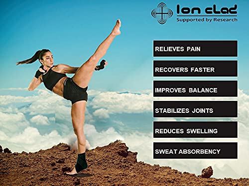 Ion Clad SCIENTIST DEVELOPED DUAL ANKLE BRACE with figure of 8 Compression Strap for Kids & Women. Medically approved for Pain relief, Arthritis. Neoprene sports Foot Support (Left Foot)