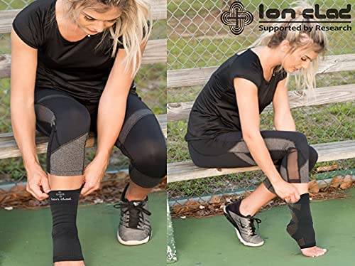 Ion Clad Scientist Developed Copper & Bamboo Neo-Skin Anti-Microbial Compression Socks for Arthritis, Fasciitis, Ankle Sprain & Pain Relief Injury Support Open Toe Foot Sleeves for Intense Sports