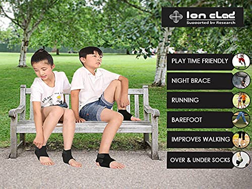 Ion Clad SCIENTIST DEVELOPED DUAL ANKLE BRACE with figure of 8 Compression Strap for Kids & Women. Medically approved for Pain relief, Arthritis. Neoprene sports Foot Support (Left Foot)