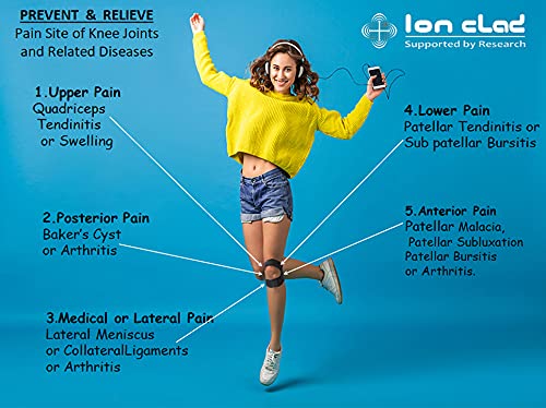 Ion Clad Scientist Developed Dual Patella X-Shaped Adjustable Knee Compression Strap for Kids, Men & Women for Pain Relief, Arthritis, Tendonitis, Bursitis Stabilizer Brace