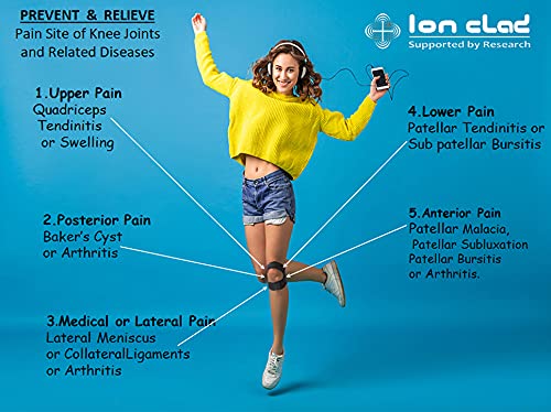 Ion Clad Scientist Developed Dual Patella X-Shaped Adjustable Knee Compression Strap for Kids, Men & Women for Pain Relief, Arthritis, Tendonitis, Bursitis Stabilizer Brace for Sports