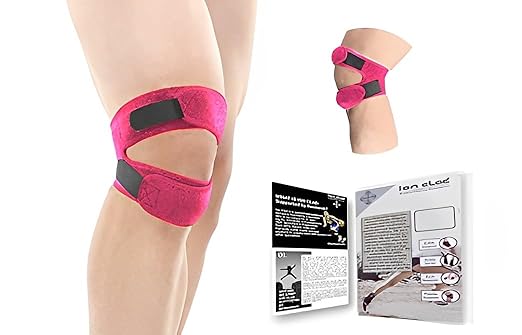 Ion Clad Scientist Developed Dual Patella X-Shaped Adjustable Knee Compression Strap for Kids, Men & Women for Pain Relief, Arthritis, Tendonitis, Bursitis Stabilizer Brace