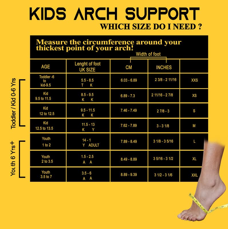 ION CLAD  Anti-Microbial Copper Arch Support for Kids-2 Copper Compression Braces/Sleeves for Arch and Foot Pain Relief, Muscle Relaxation, Flat Feet Correction and Scientist Written Handbook (1 Pair Black) (8-11 Years)(Arch Width Approx 3.25 IN)