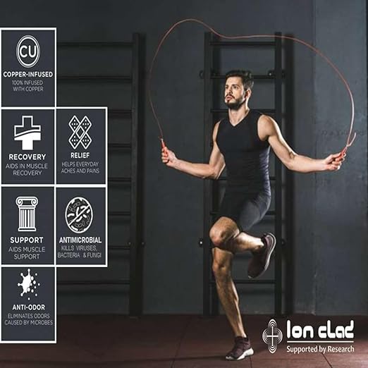 Ion Clad Copper Compression Adjustable Thigh Sleeve-Hamstring Quad Wrap Support for Pulled Groin Muscle, Sprains, Tendinitis, IT band. Workouts, Pain Relief & Sports Recovery Brace - Men, Women