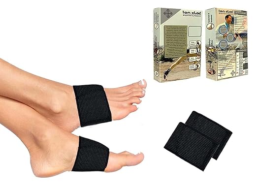 Ion Clad Scientist Developed Arch Compression Band Elastic Foot Care Inserts for Men & Women with Eva Foam Pads for Plantar Fasciitis, Flat Foot, Heel Pain Relief, Gait Correction (1 Pairs, One Size Fits All)