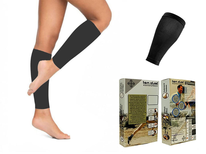 Ion Clad Copper Compression Calf Sleeve- Shin Support Socks for Relief from Leg Cramps, Shin Splints, Varicose Veins Injury Pain Guard - Recovery for Men & Women-Sports, Gym & Running (Pair) (S)