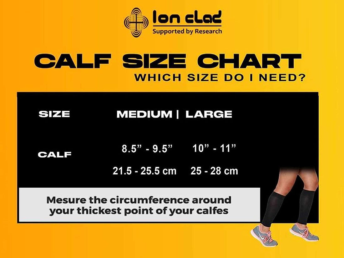 Ion Clad Copper Compression Calf Sleeve - Shin Support Socks for Relief from Leg Cramps, Shin Splints, Varicose Veins Injury Pain Guard - Recovery for Men and Women-Sports, Gym & Running (S)