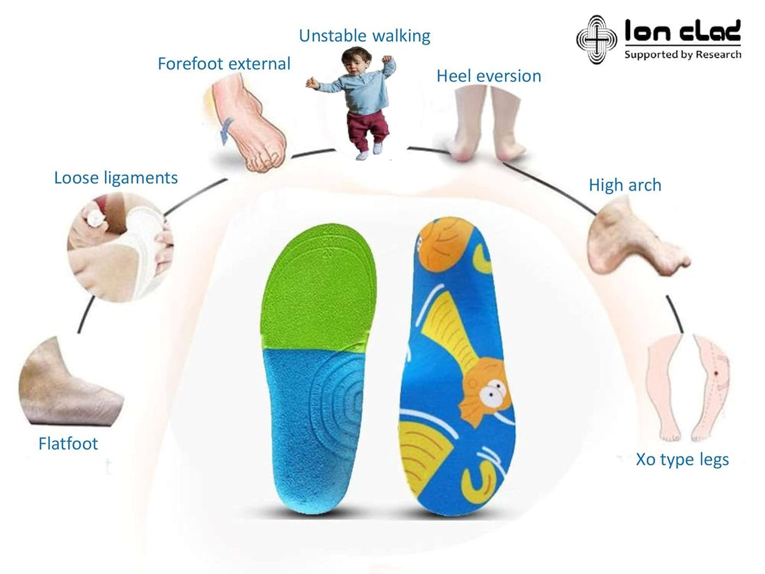 Ion Clad Scientist Developed Orthotics Insoles for Children with Camouflage EVA Foam & Heel Cradle-Pain Management from Plantar Fasciitis,Pediatric Flat Foot & Other Foot Conditions (Pair) (Size 20-34) (S)