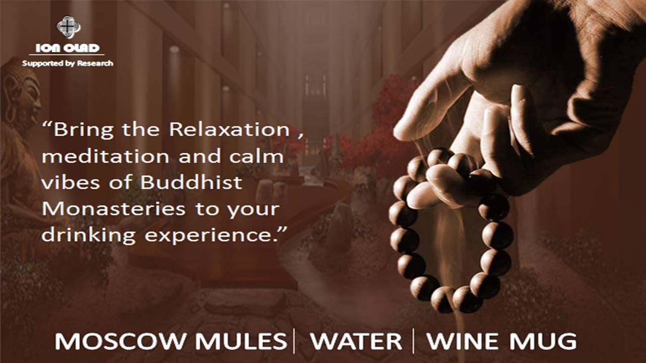 Ion Clad Scientist Developed Anti-Microbial Copper Mule Mug, Handcrafted and Enamel Designed, Stemless, Plastic Free, Seamless and Joint Free (500ml) Zen Buddha and Bar Limited Edition.