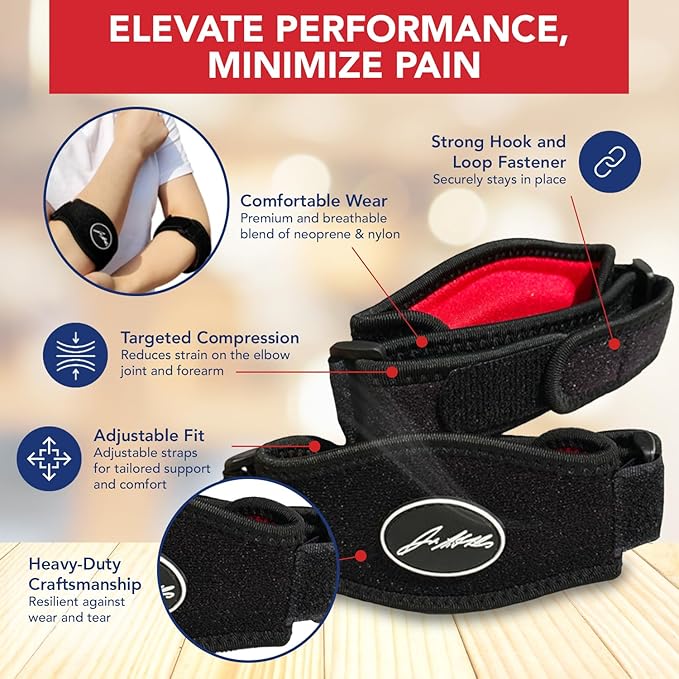 Dr. Arthritis Doctor Developed Tennis Elbow Brace - Durable Tennis Elbow Brace for Tendonitis & Injuries - Comfortable Tennis Elbow Brace for Men & Women - Golfers Elbow Brace  (Single, Black, Blue, Pink)