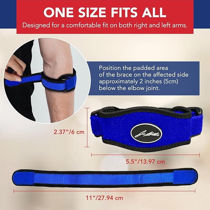 Doctor Developed Tennis Elbow Brace - Durable Tennis Elbow Brace for Tendonitis & Injuries - Comfortable Tennis Elbow Brace for Men & Women - Golfers Elbow Brace  (Single, Black, Blue, Pink)