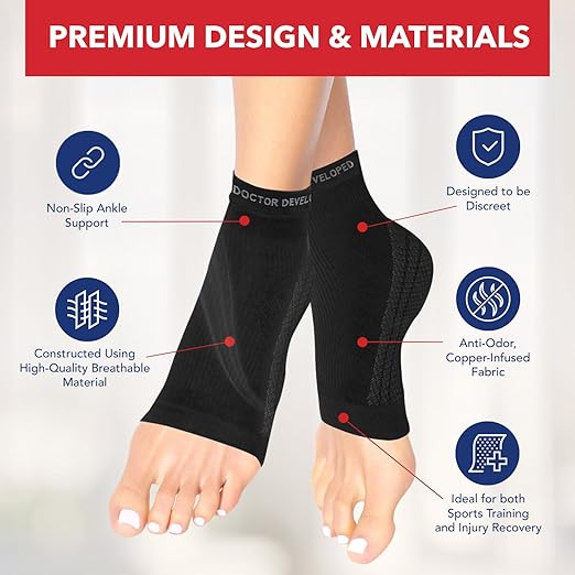 Dr. Arthritis Doctor Developed Copper Ankle Compression Sleeve - Ankle Brace for Women & Men - Ankle Sleeve Compression Support - Plantar Fasciitis Socks - Running Ankle Support