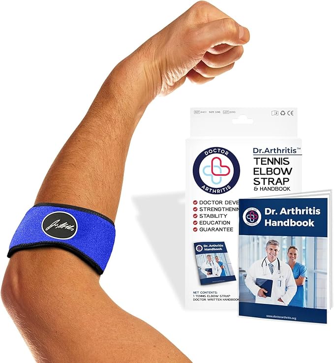 Doctor Developed Tennis Elbow Brace - Durable Tennis Elbow Brace for Tendonitis & Injuries - Comfortable Tennis Elbow Brace for Men & Women - Golfers Elbow Brace  (Single, Black, Blue, Pink)