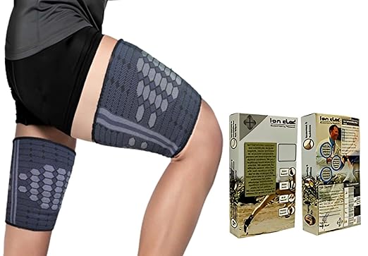 Ion Clad Thigh Compression Sleeve for Women and Men, Breathable Leg Wraps Medical Hamstring Compression Sleeve, Groin Brace, Hamstring Brace Support with Handbook (1 Pair)