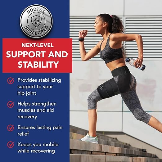 Dr. Arthritis Doctor Developed Hip Brace for Sciatica Pain Relief,Compression Support Wrap for Sciatic Nerve, Pulled Thigh, Hip Fleхоr Strain, Groin Injury, Hamstring Pull,Sacroiliac Joint Support Stabilizer for Men, Women (Black)