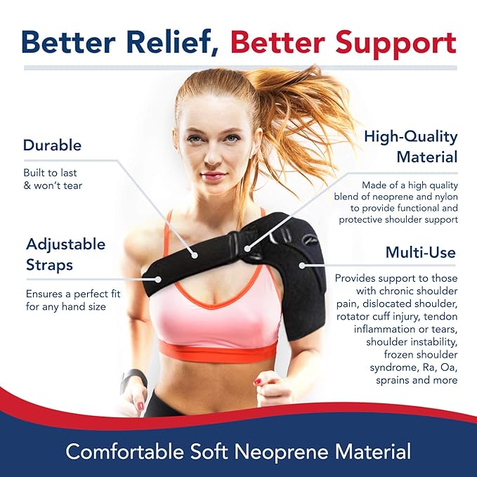 Doctor Developed Shoulder Brace for Pain Relief & Recovery - Left/Right Shoulder Brace - Durable Shoulder Brace for Women & Men - Shoulder Brace for Torn Rotator Cuff (Black)