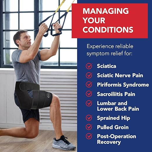 Dr. Arthritis Doctor Developed Hip Brace for Sciatica Pain Relief,Compression Support Wrap for Sciatic Nerve, Pulled Thigh, Hip Fleхоr Strain, Groin Injury, Hamstring Pull,Sacroiliac Joint Support Stabilizer for Men, Women (Black)
