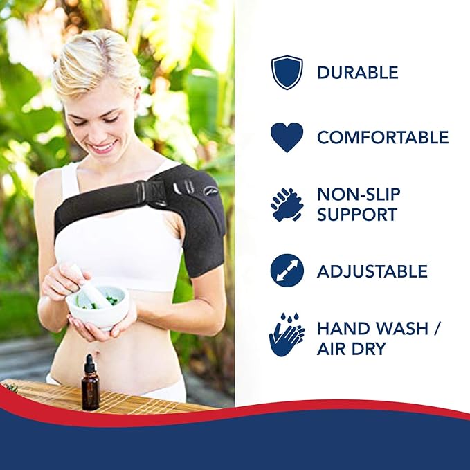 Dr. Arthritis Doctor Developed Shoulder Brace for Pain Relief & Recovery - Left/Right Shoulder Brace - Durable Shoulder Brace for Women & Men - Shoulder Brace for Torn Rotator Cuff (Black)