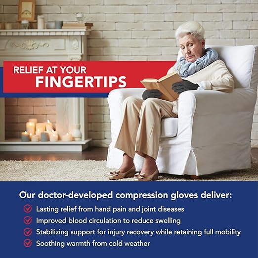 Dr. Arthritis Doctor Developed Arthritis Gloves - Full Finger Compression Gloves for Raynauds & Hand Pain - Arthritis for Women & Men, Carpal Tunnel Gloves (Full-Fingered)