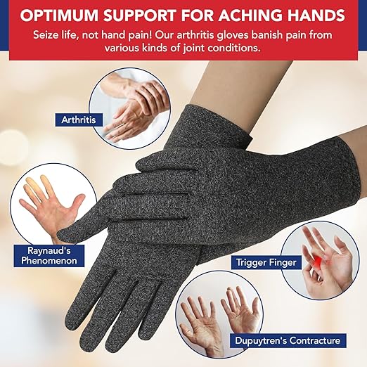 Dr. Arthritis Doctor Developed Arthritis Gloves - Full Finger Compression Gloves for Raynauds & Hand Pain - Arthritis for Women & Men, Carpal Tunnel Gloves (Full-Fingered)