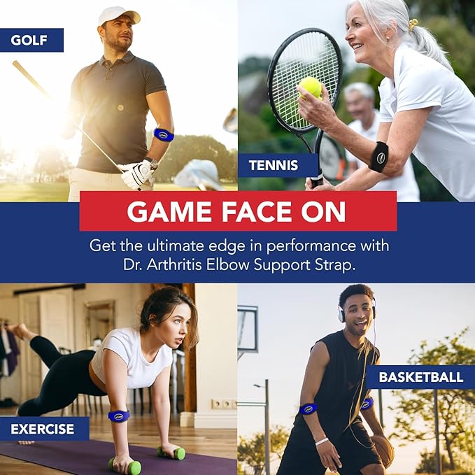 Dr. Arthritis Doctor Developed Tennis Elbow Brace - Durable Tennis Elbow Brace for Tendonitis & Injuries - Comfortable Tennis Elbow Brace for Men & Women - Golfers Elbow Brace  (Single, Black, Blue, Pink)