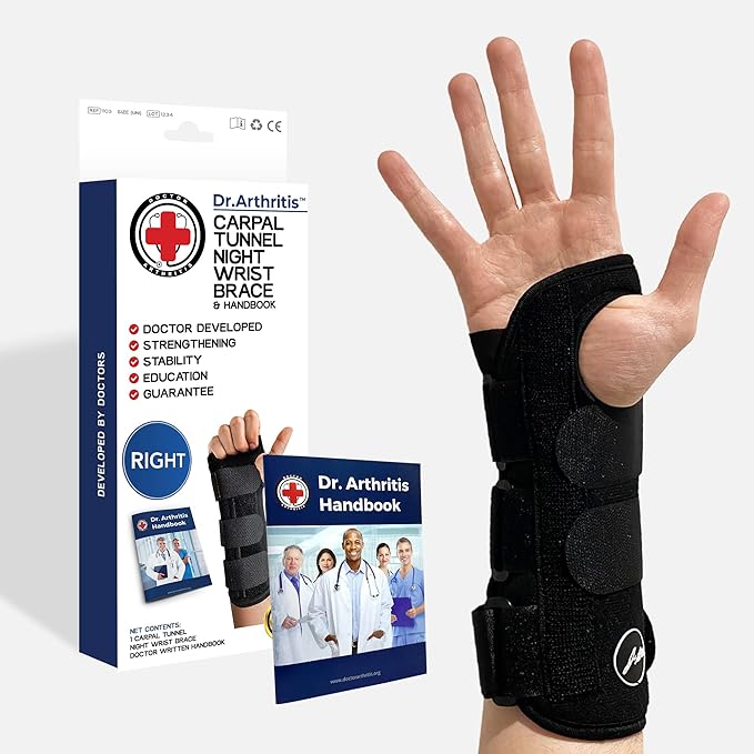 Doctor Developed Carpal Tunnel Wrist Brace for Night Support - Wrist Brace for Carpal Tunnel with Wrist Splint - Sleep Brace for Sprained Wrist.