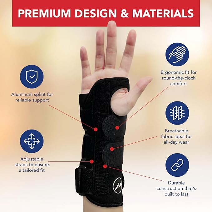 Doctor Developed Carpal Tunnel Wrist Brace for Night Support - Wrist Brace for Carpal Tunnel with Wrist Splint - Sleep Brace for Sprained Wrist.