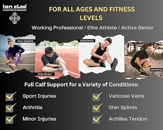 Ion Clad Copper Compression Calf Sleeve-Shin Support Socks Relief from Leg Cramps, Shin Splints, Varicose Veins Injury Pain Guard - Recovery Men and Women-Sports,Gym Running(1 Pair, M)