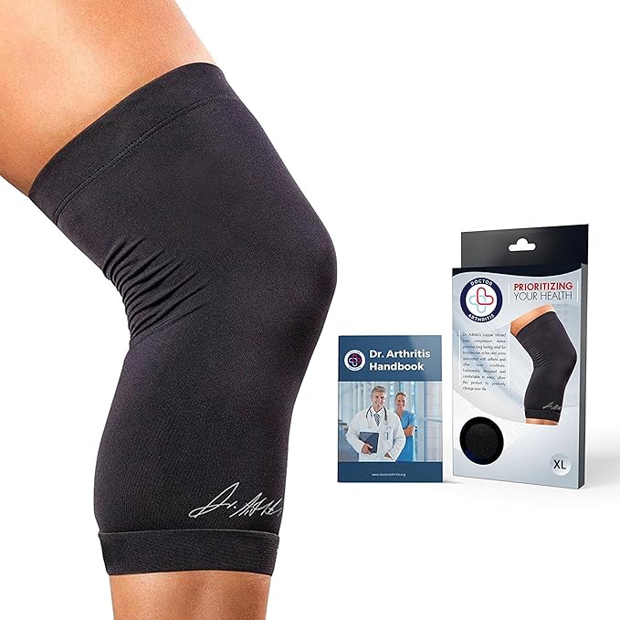 Dr. Arthritis Doctor Developed Copper Knee Brace & Knee Compression Sleeve relief for Arthritis, Tendonitis, Injury recovery, Knee support, Running & Weightlifting