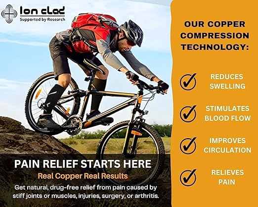 Ion Clad Copper Compression Calf Sleeve-Shin Support Socks Relief from Leg Cramps, Shin Splints, Varicose Veins Injury Pain Guard - Recovery Men and Women-Sports,Gym Running(1 Pair, M)