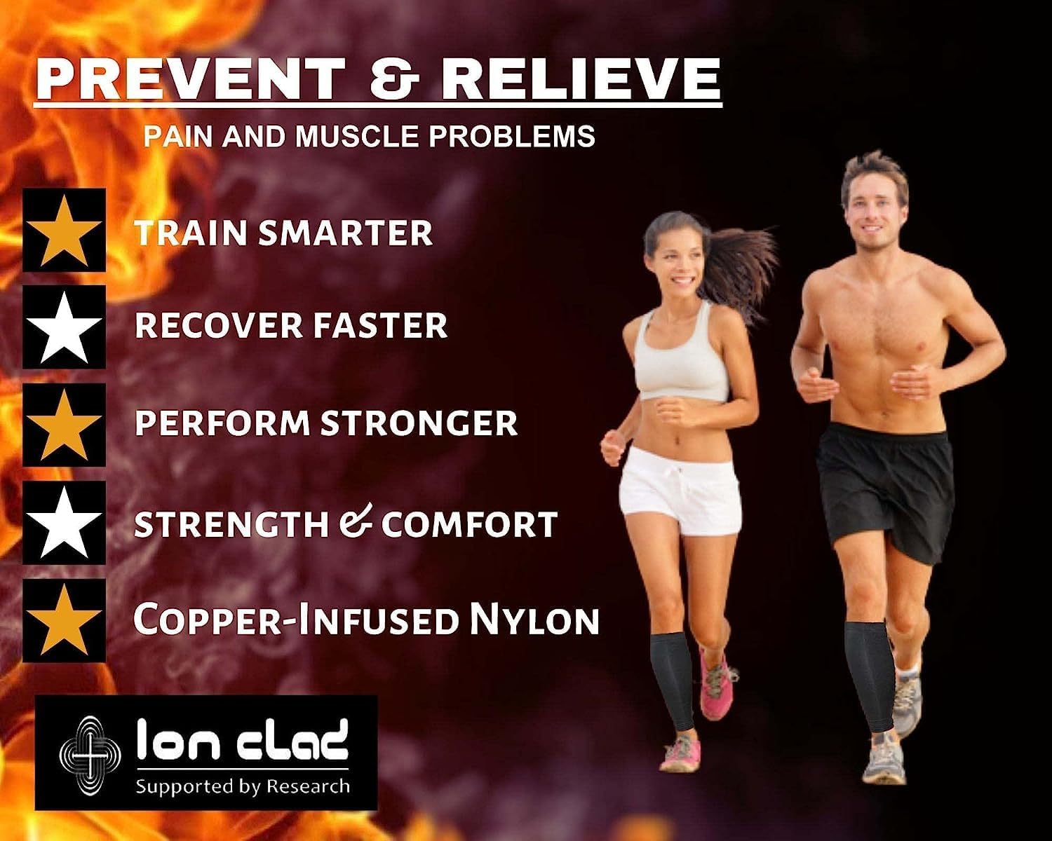 Ion Clad Copper Compression Calf Sleeve - Shin Support Socks for Relief from Leg Cramps, Shin Splints, Varicose Veins Injury Pain Guard - Recovery for Men and Women-Sports, Gym & Running (1 Pair, S)