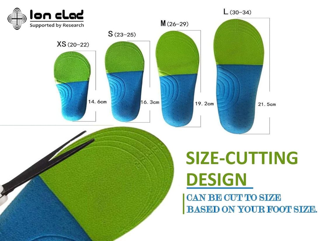 Ion Clad Scientist Developed Orthotics Insoles for Children with Camouflage EVA Foam & Heel Cradle-Pain Management from Plantar Fasciitis,Pediatric Flat Foot & Other Foot Conditions (Pair) (Size 20-34) (S)