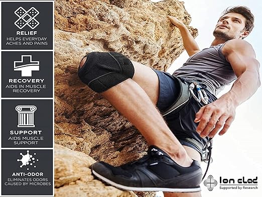 Ion Clad scientist Developed Hybrid Dual Patella for Men & Women. Adjustable strap Compression Support for Pain Relief, Arthritis & Tendonitis Stabilizer Brace for Sports, Dance(Free Size) (Pair)