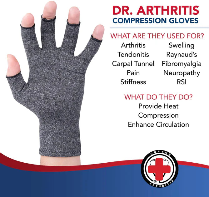 Dr. Arthritis Doctor Developed Pink Ladies Arthritis Compression Gloves and DOCTOR WRITTEN HANDBOOK - Soft with Mild Compression, for Arthritis, Raynauds Disease & Carpal Tunnel Hand Support