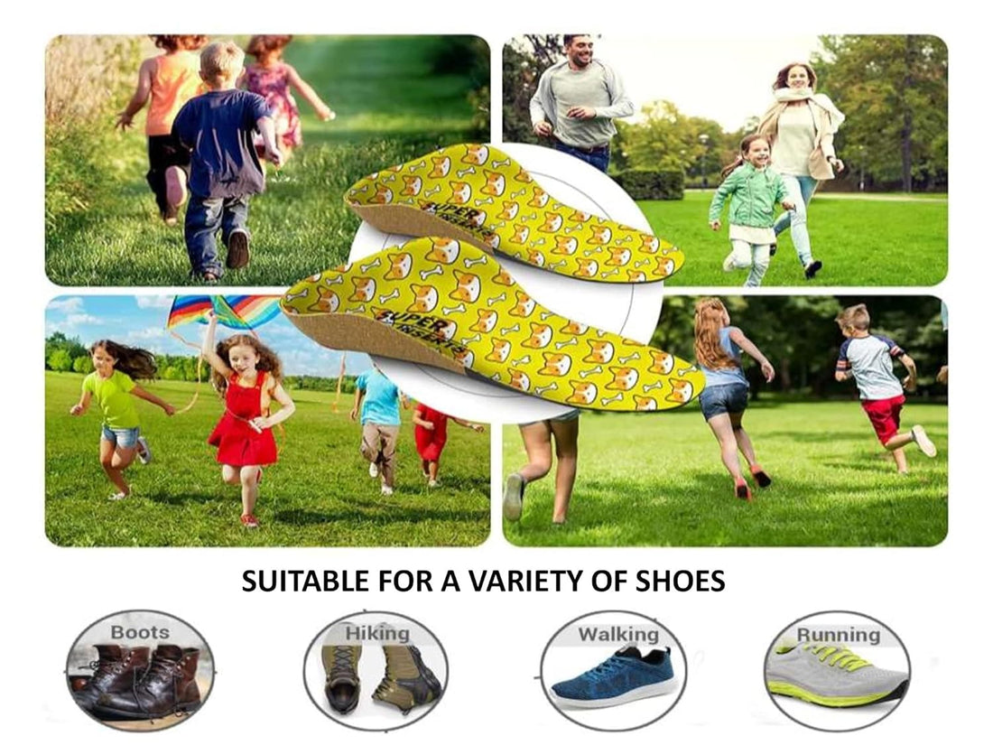 Ion Clad Scientist Developed Orthotics Insoles for Children with Camouflage EVA Foam & Heel Cradle-Pain Management from Plantar Fasciitis,Pediatric Flat Foot & Other Foot Conditions (Pair) (Size 20-34) (S)