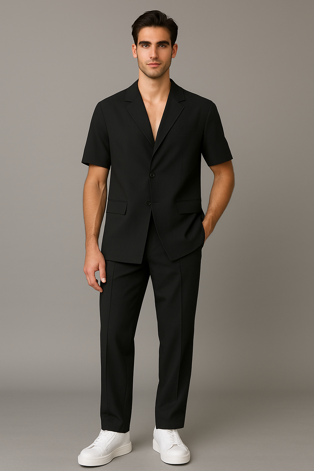 K-Drama Inspired Smart Casual Shirt- Minimalist Notch Collar Shirt – BASIC