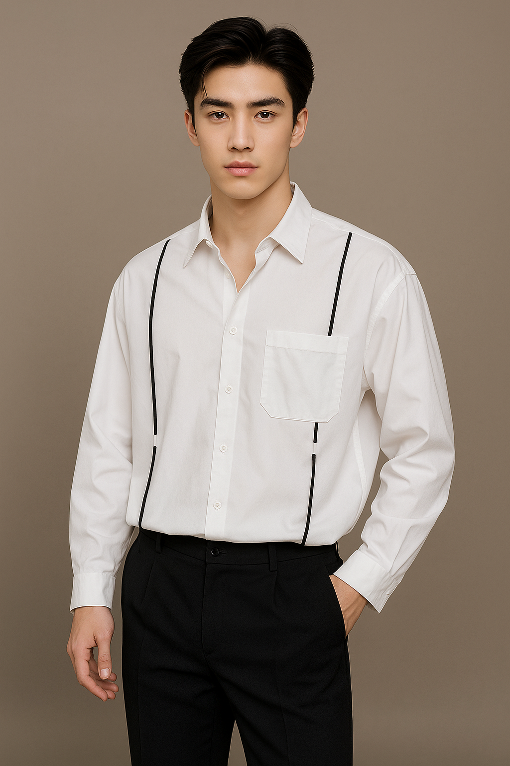 K-Drama Casual Chic Shirt - White Oversized Shirt with Drawstring Detail –  BASIC