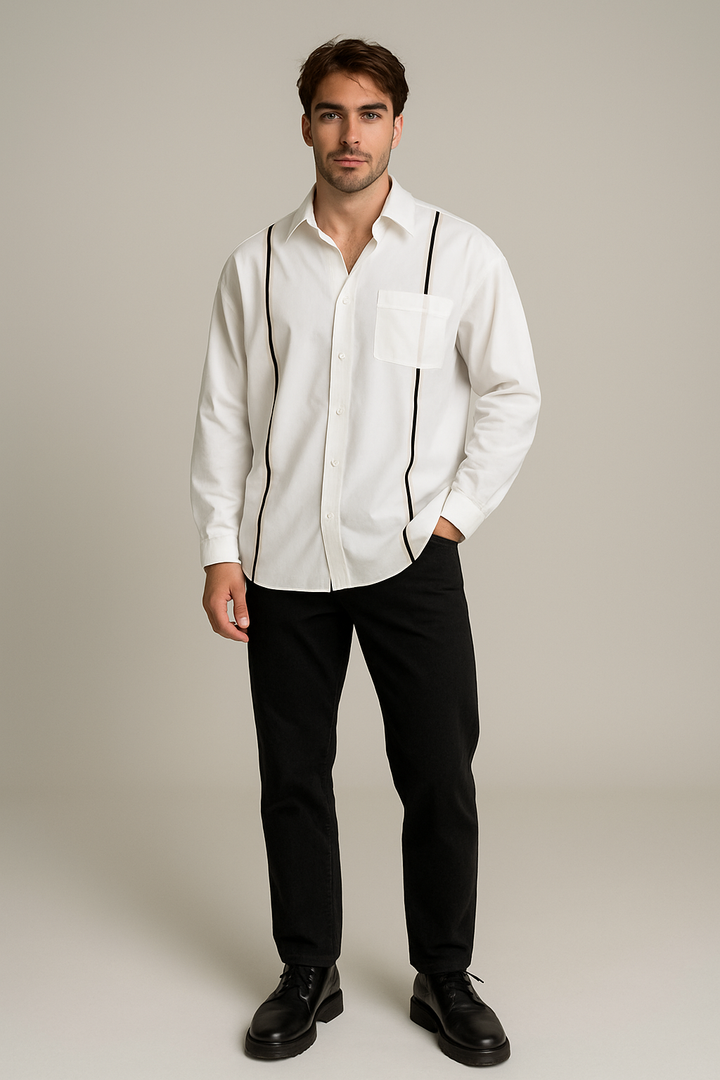 K-Drama Casual Chic Shirt - White Oversized Shirt with Drawstring Detail –  BASIC