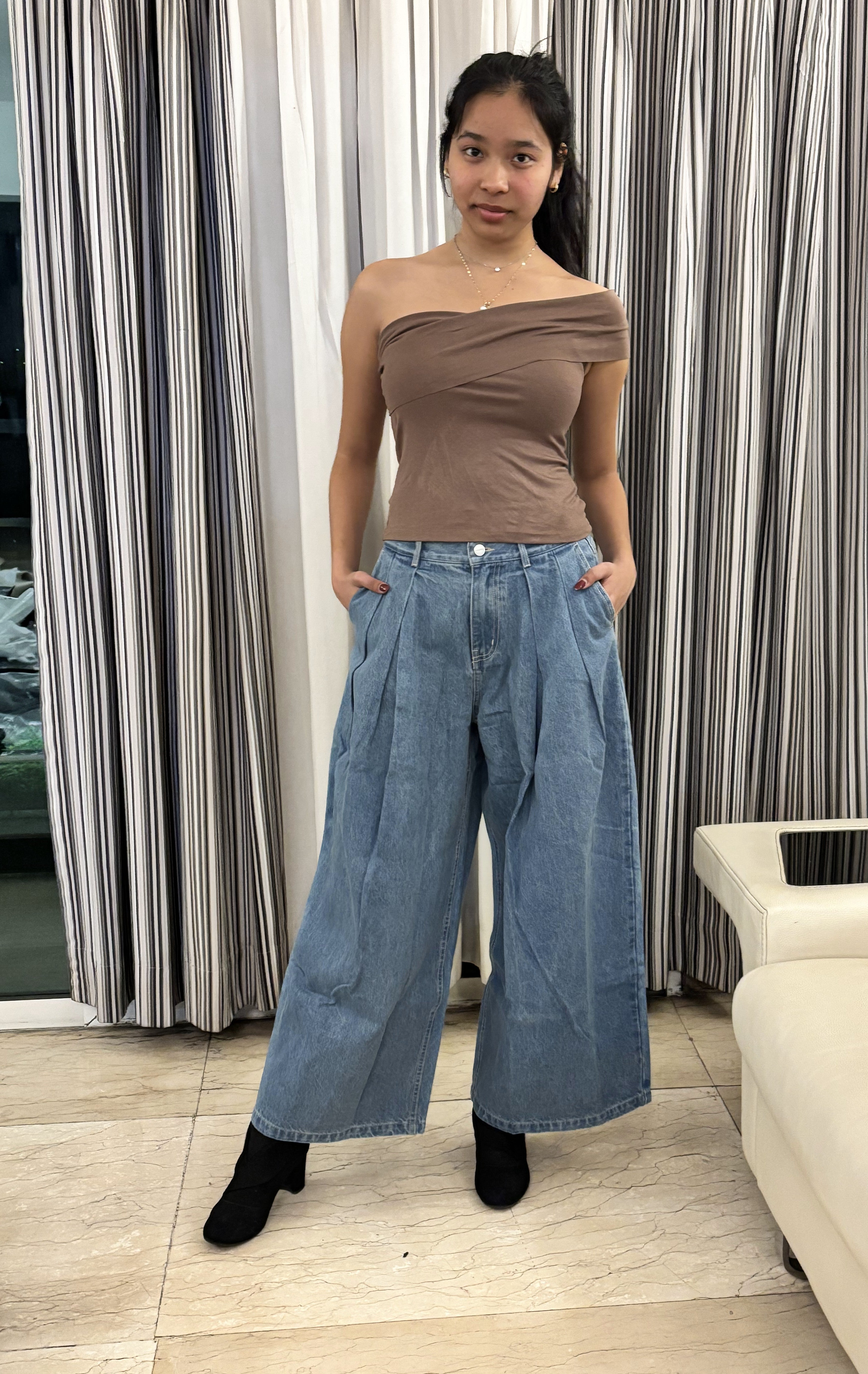 J-Drama Inspired Elegant Casual - Minimalist One-Shoulder Ribbed Knit Top – BASIC