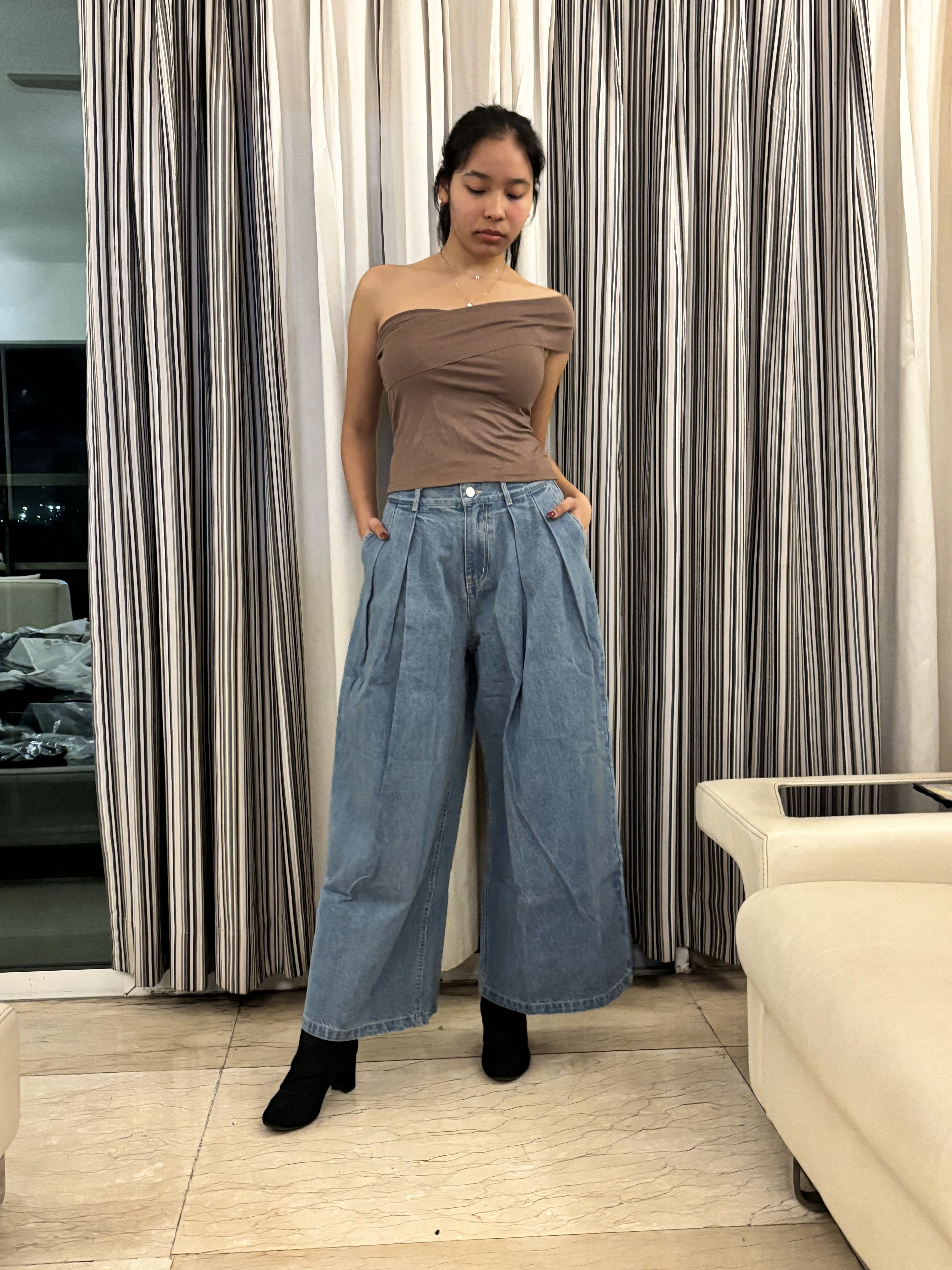 J-Drama Inspired Elegant Casual - Minimalist One-Shoulder Ribbed Knit Top – BASIC