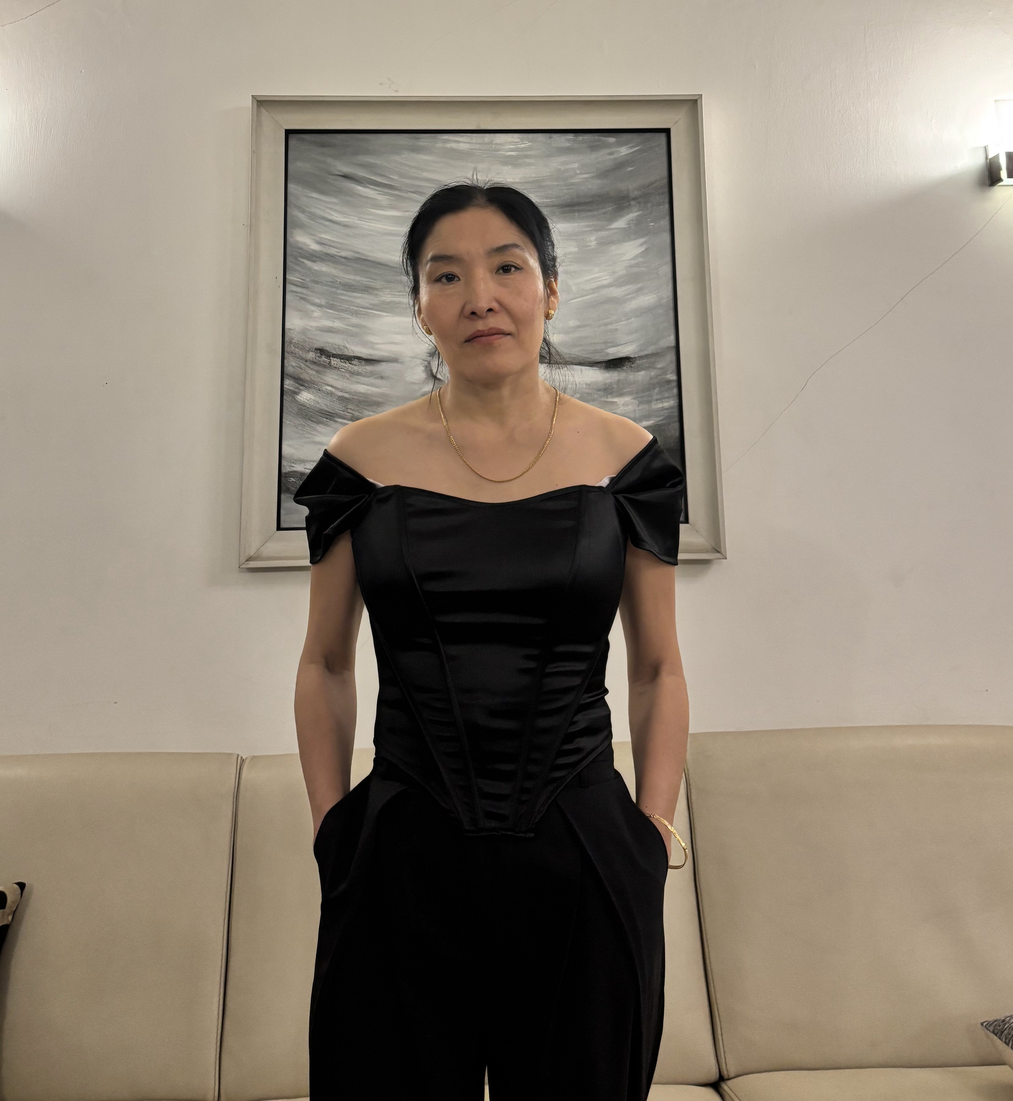 C-Drama Inspired Modern Elegance - Black Satin Off-Shoulder Sweetheart Corset Top – BASIC