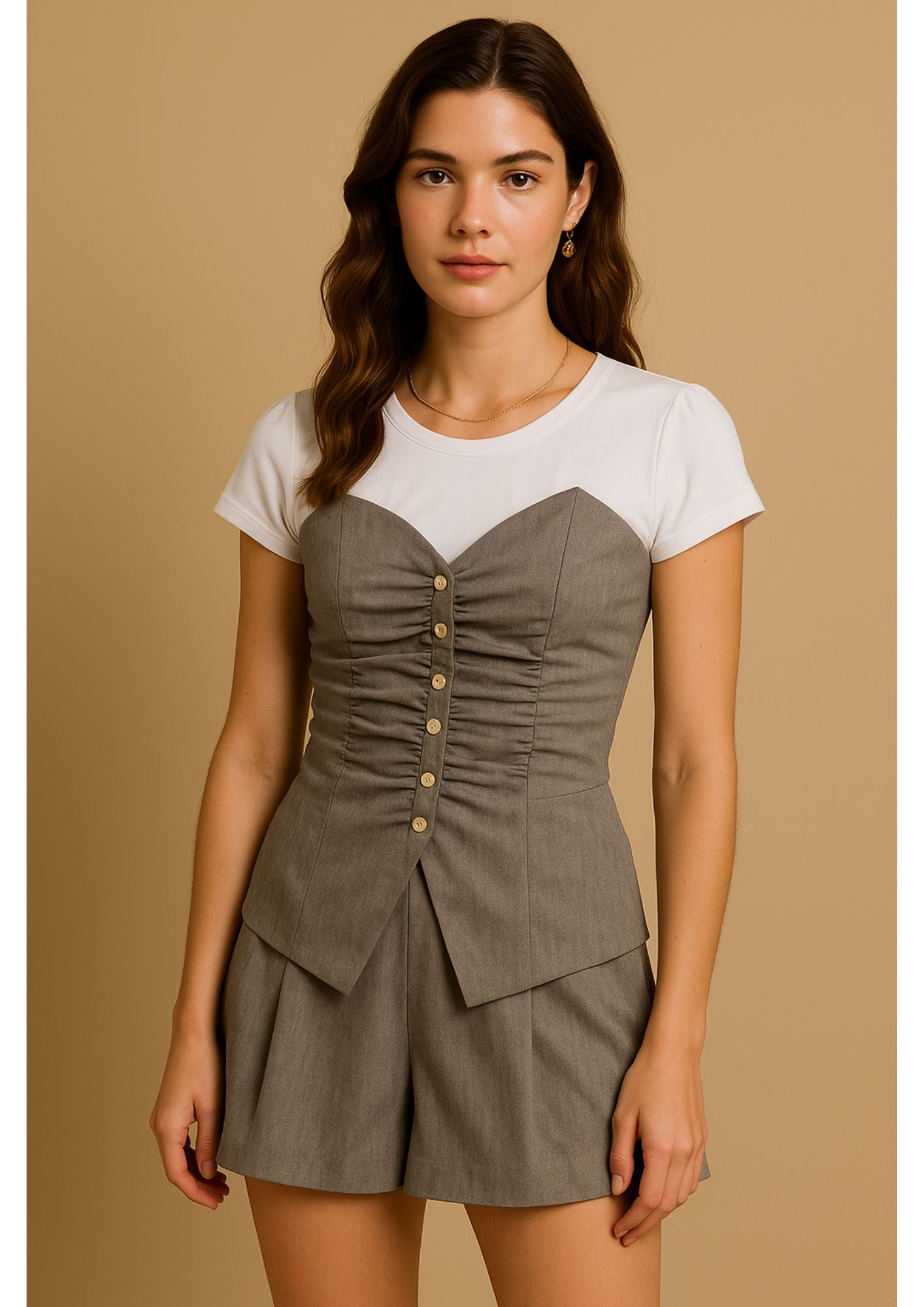 K-Drama & K-Pop Street Inspired Short -  Flared Peplum Hem Short - BASIC