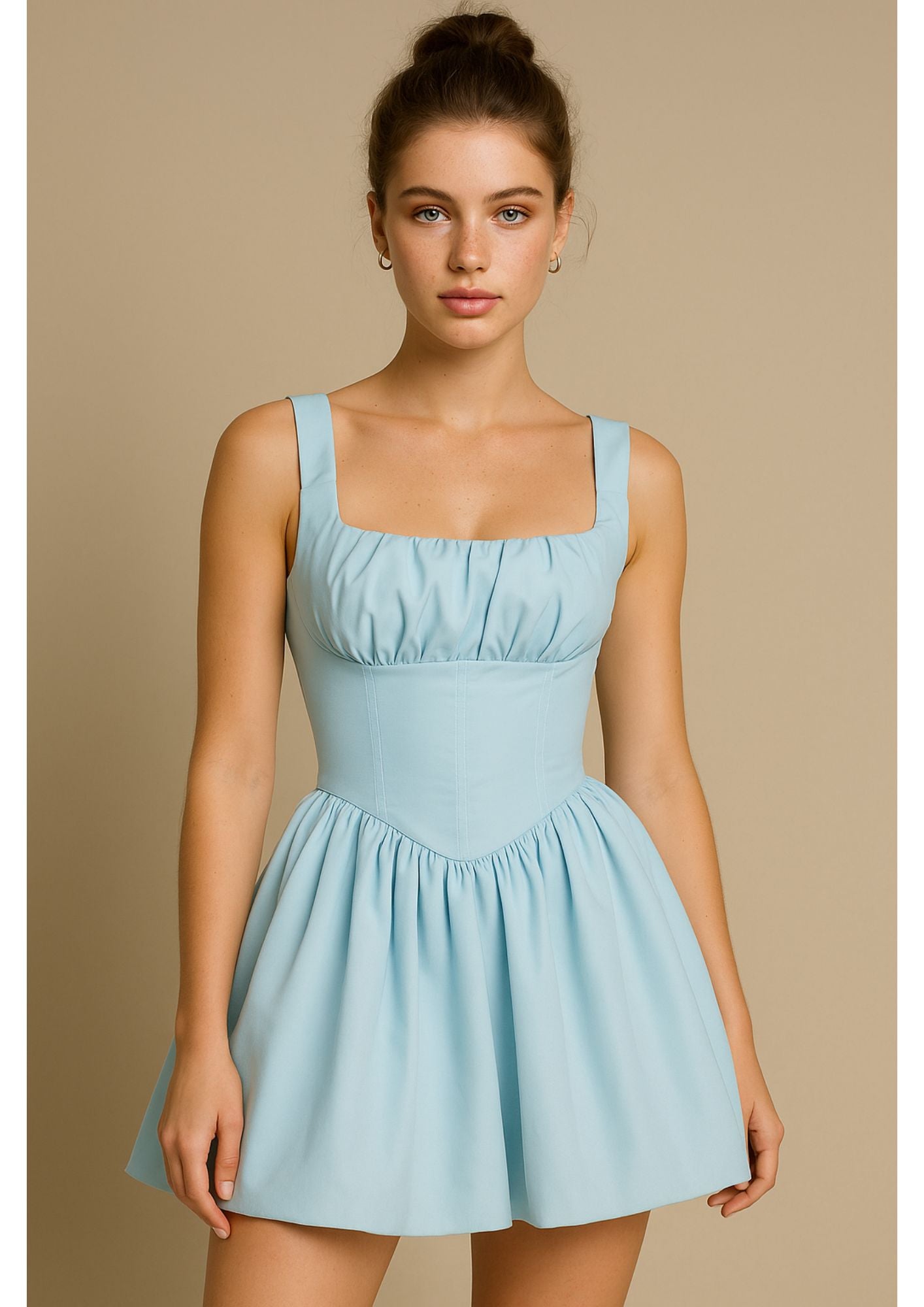 K-Drama Dream Meets K-Pop Darling Aesthetic — Bubble Hem Short Sleeve Dress - BASIC