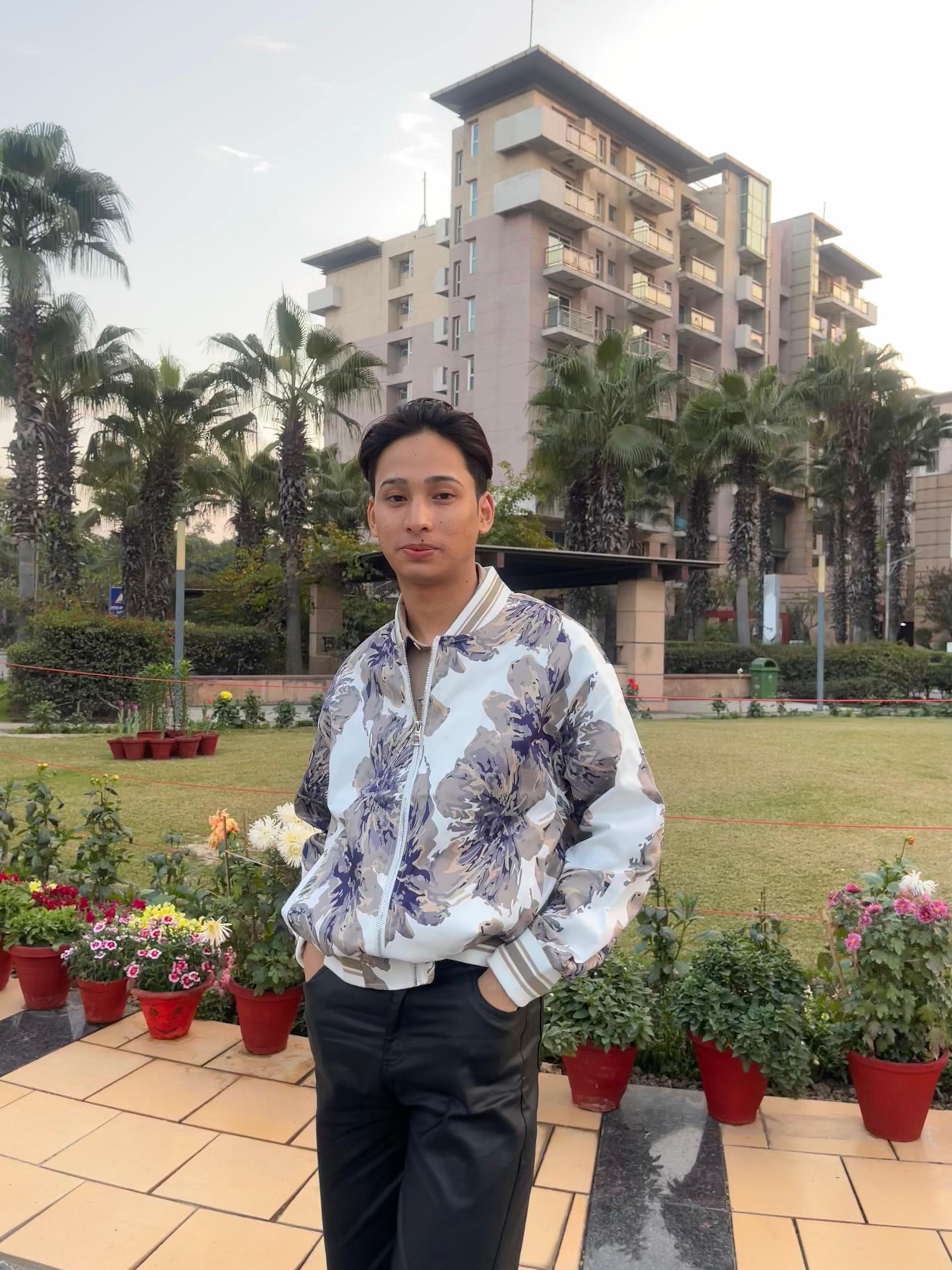 K-Drama Inspired Street-Style Statement : Luxe Floral Bomber Jacket with Monochrome Petal Print –  BASIC