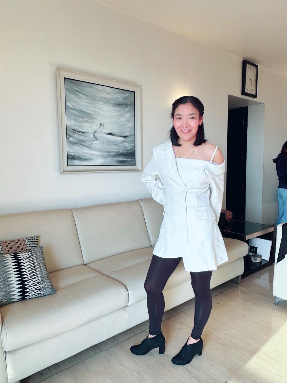 K-Drama CEO Inspired Asymmetrical Elegance: The One-Shoulder Blazer Dress - BASIC