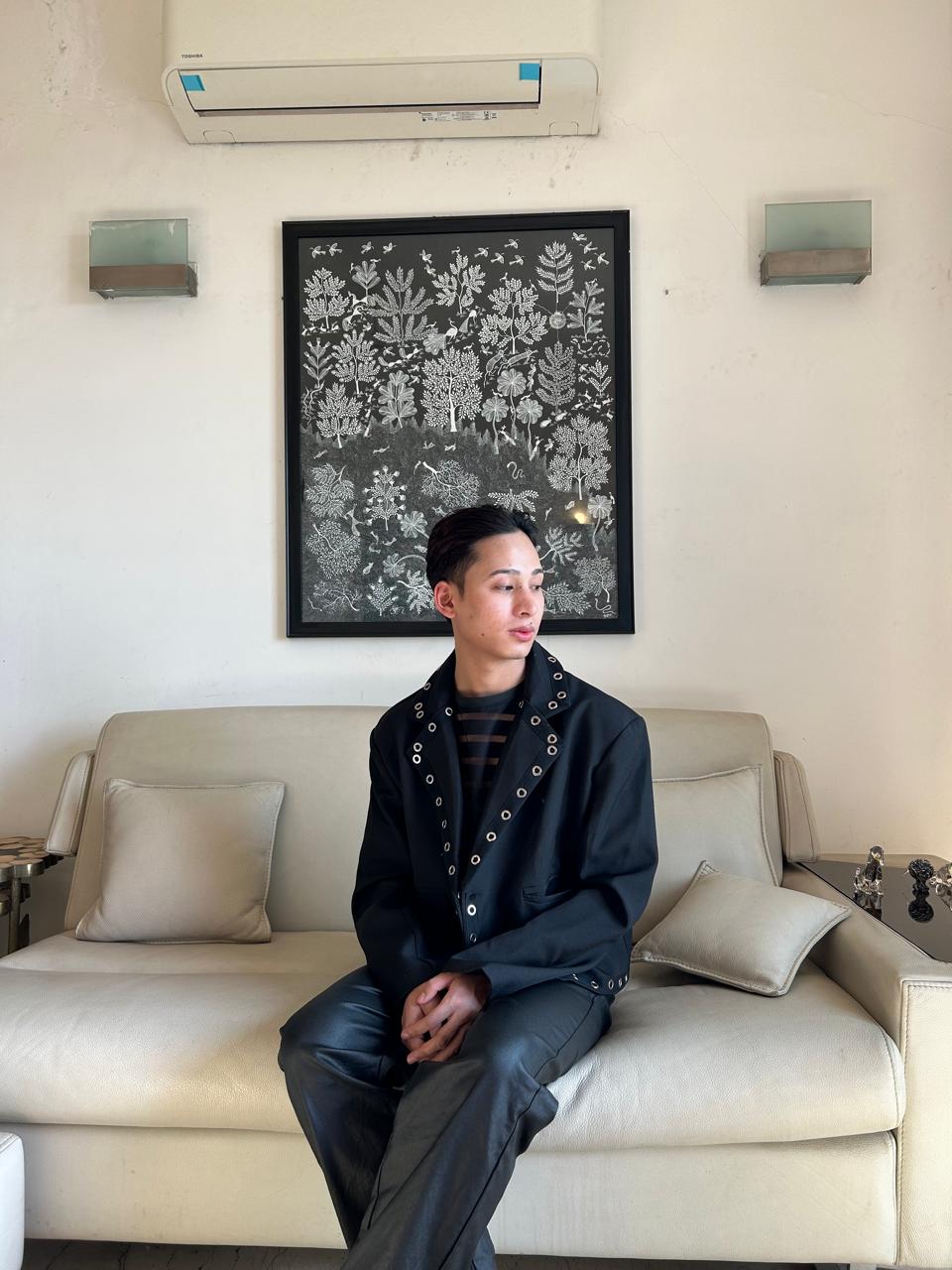 K-Drama Inspired CEO Edge - Power Dressing with a Rebel Twist : Cropped Black Blazer Jacket with Bold Eyelet Detailing – BASIC