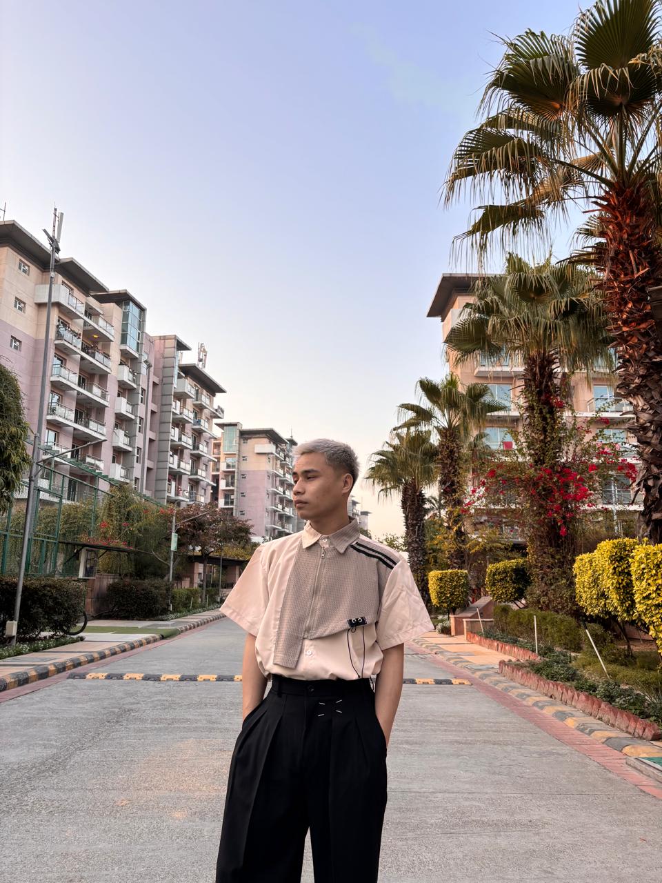 C-Drama Inspired Urban wear - Double-Layered Shirt with Asymmetric Zipper Overlay and Button Closure – BASIC