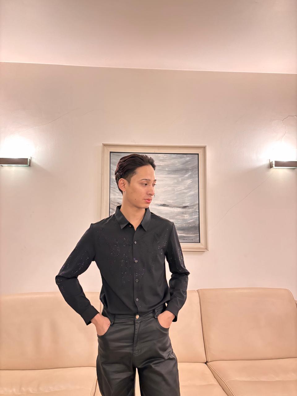 C-Drama Inspired Statement Wear -  White Shirt with Rhinestone Flame Embellishments – BASIC