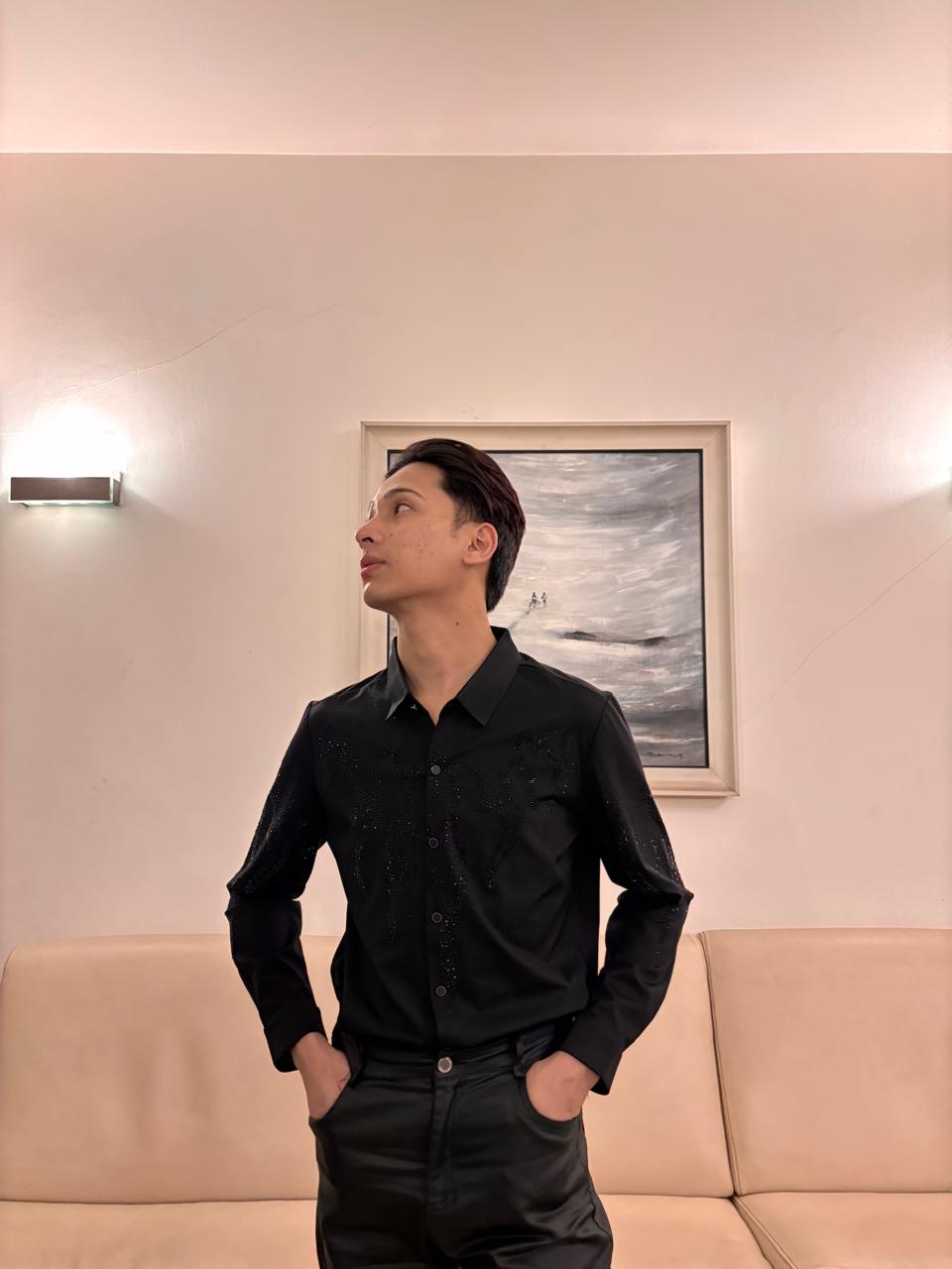 C-Drama Inspired Statement Wear -  White Shirt with Rhinestone Flame Embellishments – BASIC